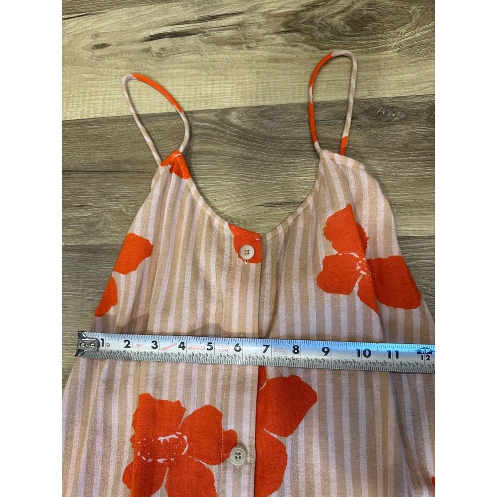 Madewell Poppy Floral Stripe Button Front Tie Back Midi Dress Orange XS - Picture 10 of 12